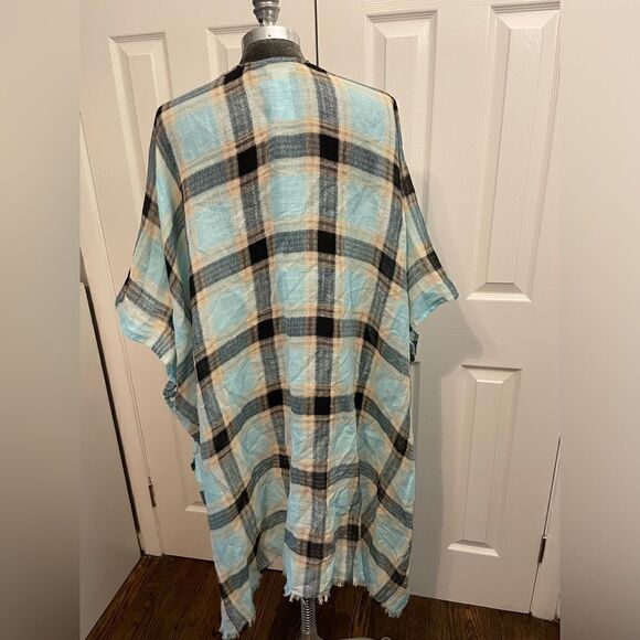 Free People Blossom Plaid Kimono One Size - Picture 2 of 7